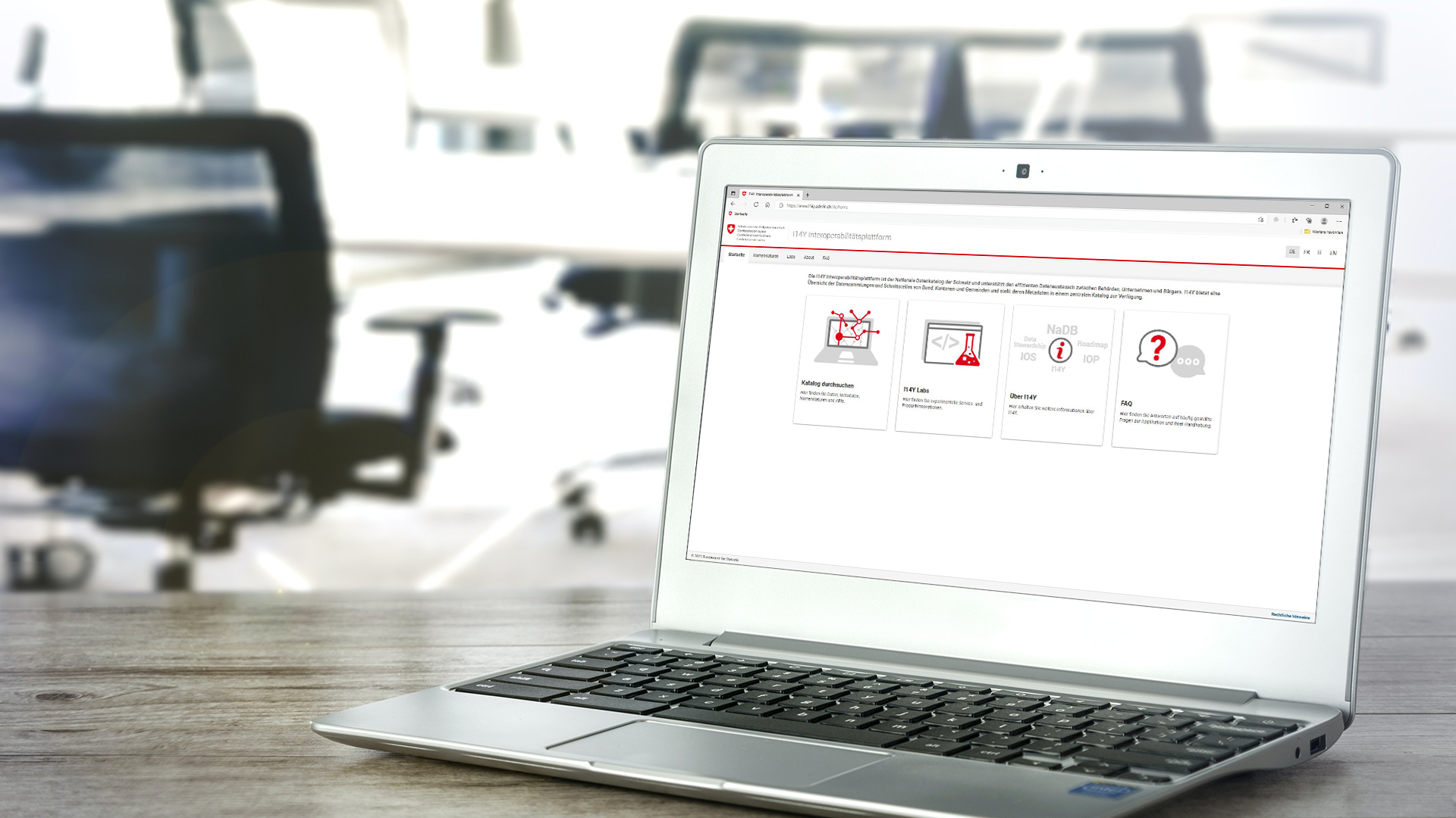 Laptop mit I14Y Interoperabilitätsplattform.