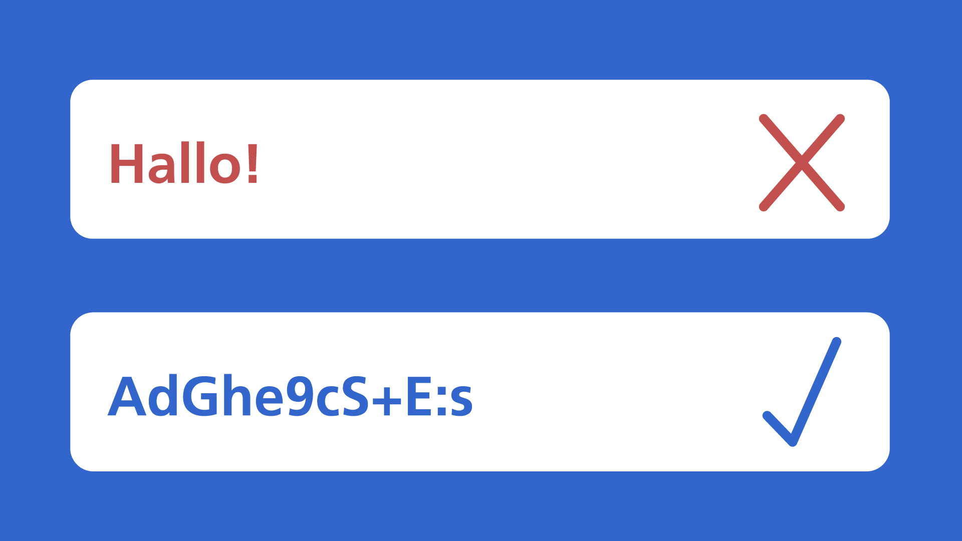 Beispiel eines unsicheren und sicheren Passworts.