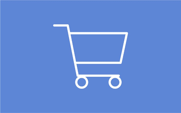 Bestellung (Wagen als Warenkorb - Hintergrund blau)