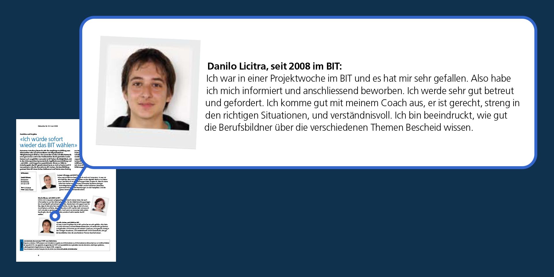 Extrait du numéro 34 du magazine « Eisbrecher » avec une citation de Danilo Licitra.