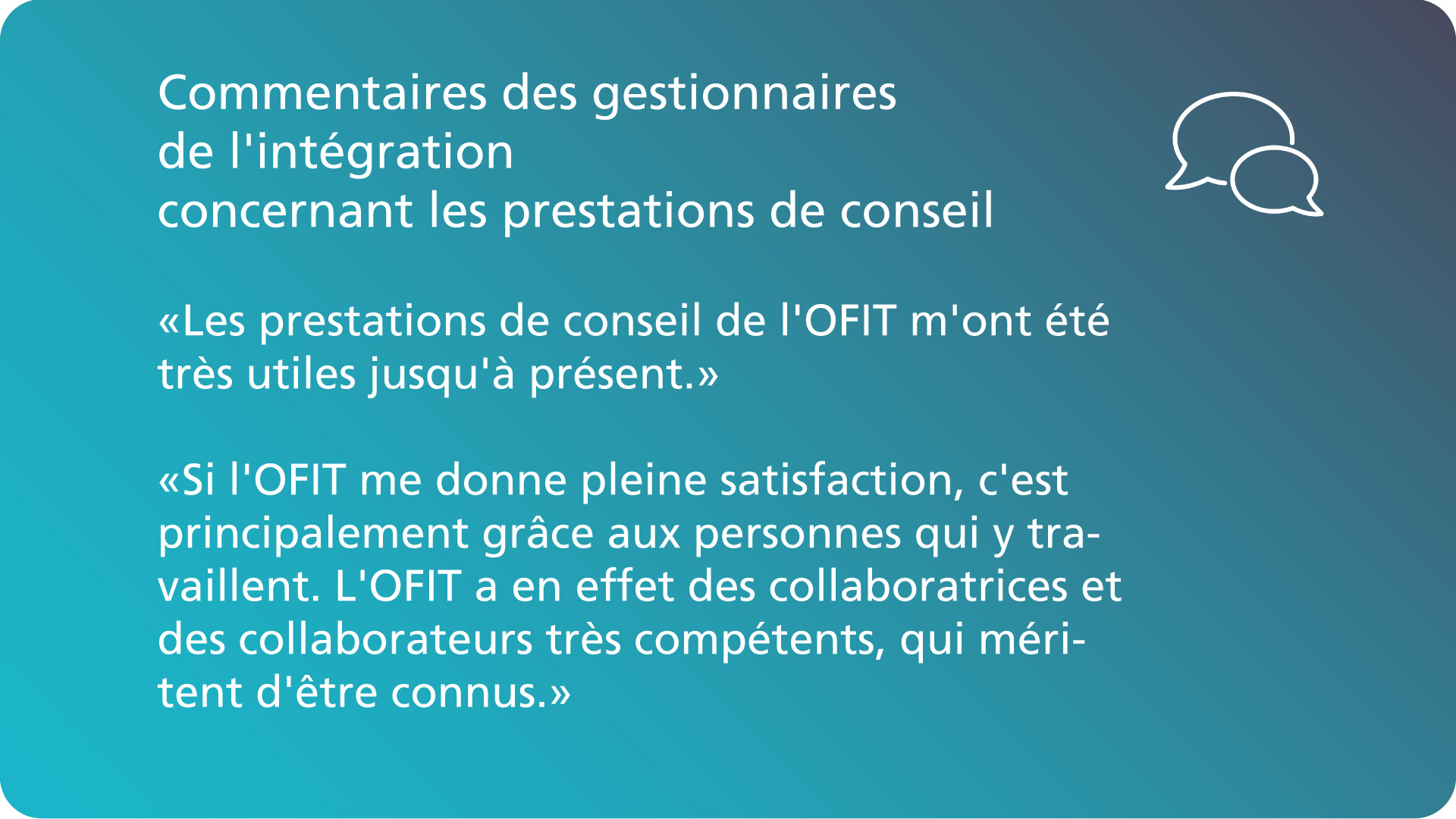 Commentaires du gestionnaire d’intégration concernant les prestations de conseil.